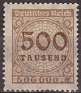 Germany 1923 Numbers 500 Tausend Marron Scott 280